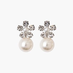 NWT Jennifer Behr Linden Earrings Pearl Crystal
